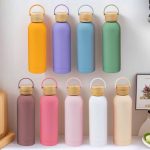 17oz Insulated Bottle with Wooden-Style Lid & Carry Loop