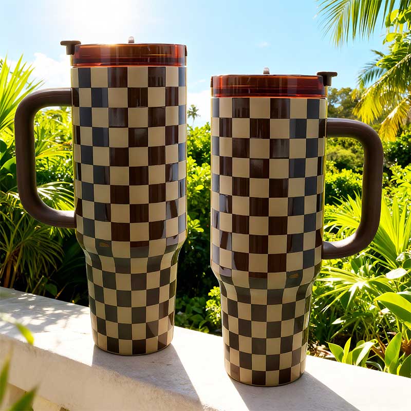 40oz-Brown-&-Black-Checkered-Insulated-Tumbler,-Two-Tone-Large-Capacity-Water-Bottle-1