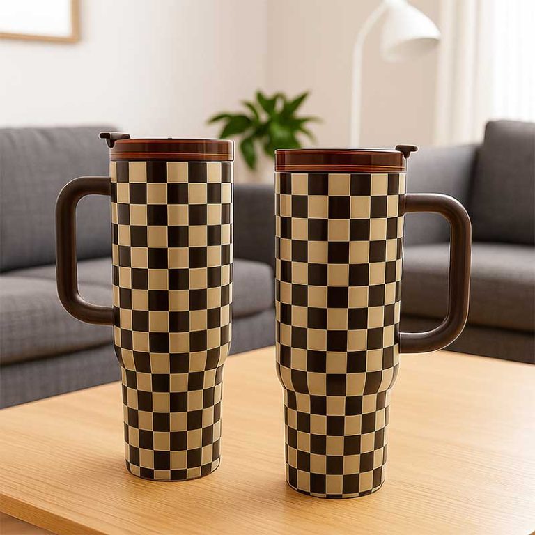 40oz-Brown-&-Black-Checkered-Insulated-Tumbler,-Two-Tone-Large-Capacity-Water-Bottle-10
