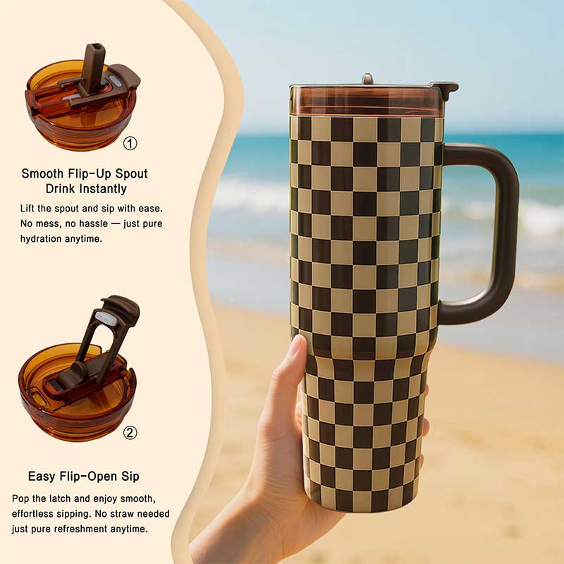 40oz-Brown-&-Black-Checkered-Insulated-Tumbler,-Two-Tone-Large-Capacity-Water-Bottle-16