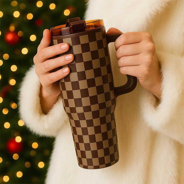 40oz-Brown-&-Black-Checkered-Insulated-Tumbler,-Two-Tone-Large-Capacity-Water-Bottle-19