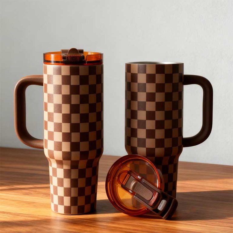 40oz-Brown-&-Black-Checkered-Insulated-Tumbler,-Two-Tone-Large-Capacity-Water-Bottle-22