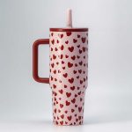 40oz Heart Pattern Insulated Tumbler with Handle