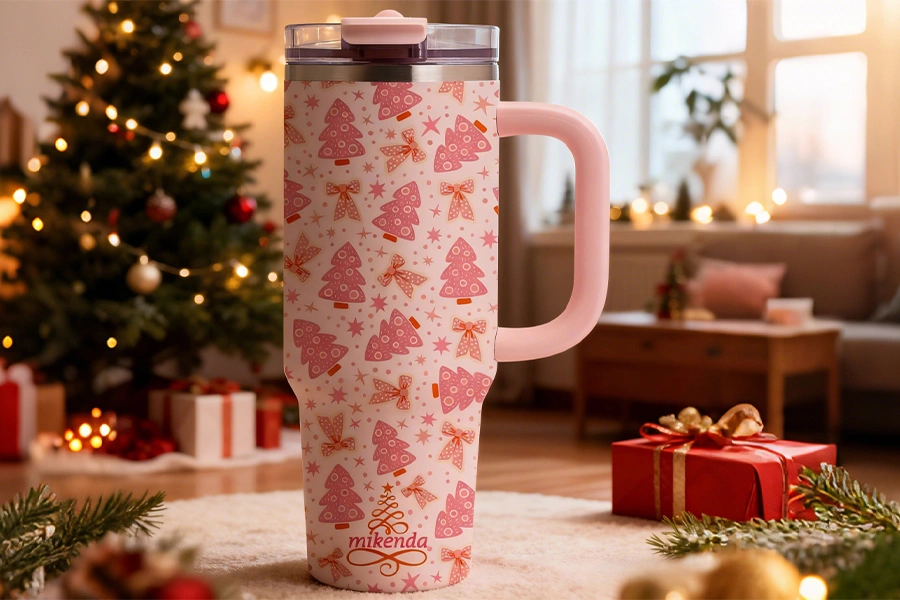 40oz-Pink-Christmas-Tree-Insulated-Tumbler-with-Handle